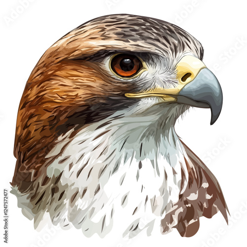 Falcon Head Vector Illustration | Majestic and Powerful Bird Art  
