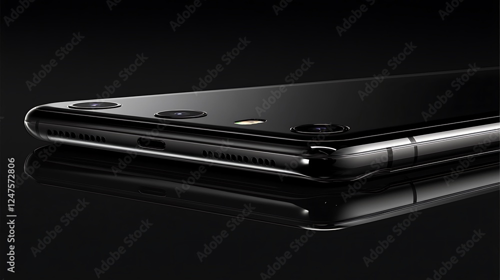 Sleek phone, dark background, product shot Sleek phone, dark background, product shot