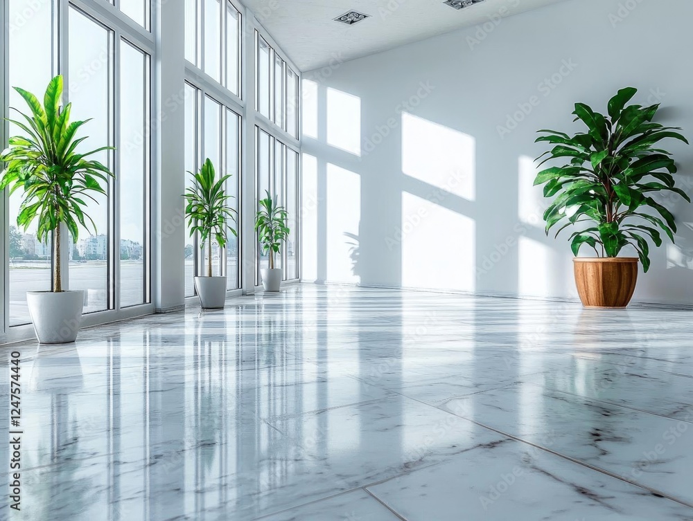 custom made wallpaper toronto digitalModern Office Interior Design: Sunlight Streaming Through Large Windows, Plants Enhance the Space