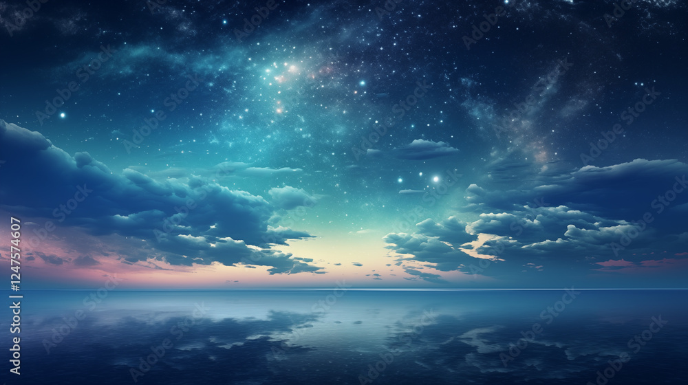 Fototapeta premium Starry Night Sky Background with Galaxies and Sparkling Stars
