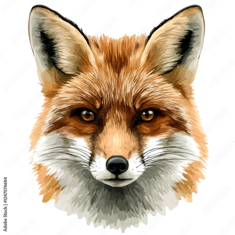 Fototapeta premium Fox Head Vector Illustration | Elegant Wildlife Artwork for Logos & Digital Designs 