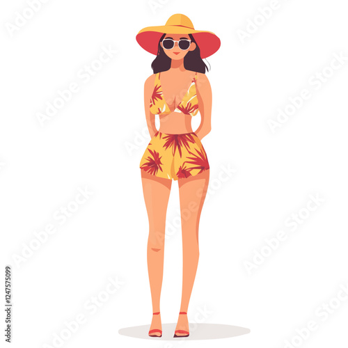 Romania Woman Summer Clothes Vector Illustration | Light and Fashionable Seasonal Fashion Artwork  
