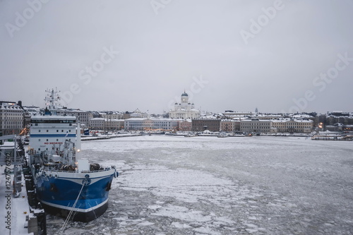 winter landscape with iced sea in Helsinki Finland