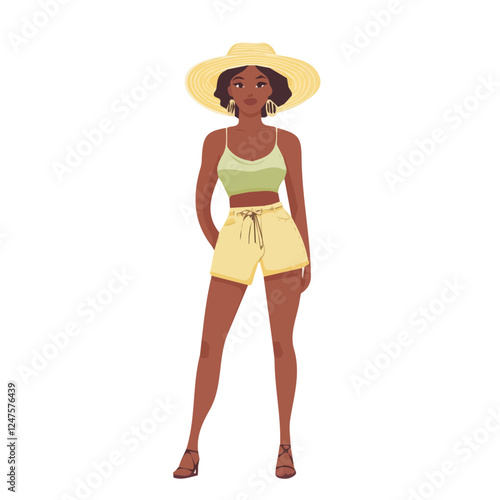 Sao Tome and Principe Woman Summer Clothes Vector Illustration | Light and Chic Seasonal Fashion Artwork  

