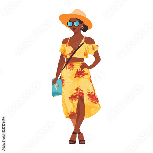 Sao Tome and Principe Woman Summer Clothes Vector Illustration | Light and Chic Seasonal Fashion Artwork  
