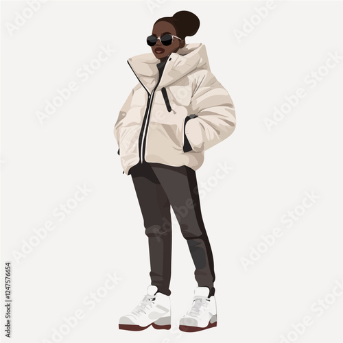 Sao Tome and Principe Woman Winter Clothes Vector Illustration | Warm and Stylish Seasonal Fashion Artwork  
