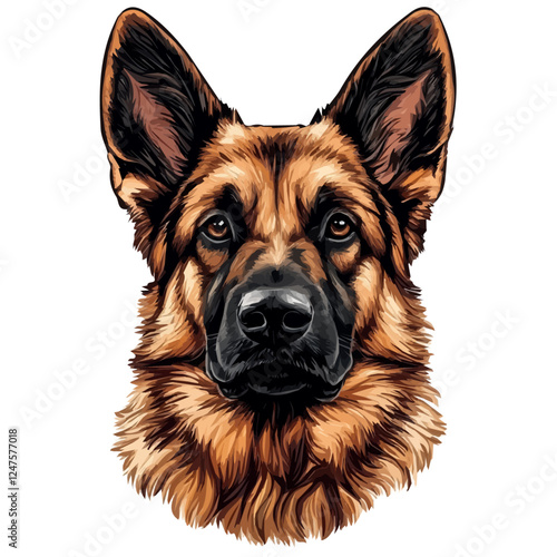German Shepherd Head Vector Illustration | Loyal Canine Artwork for Logos & Prints  
