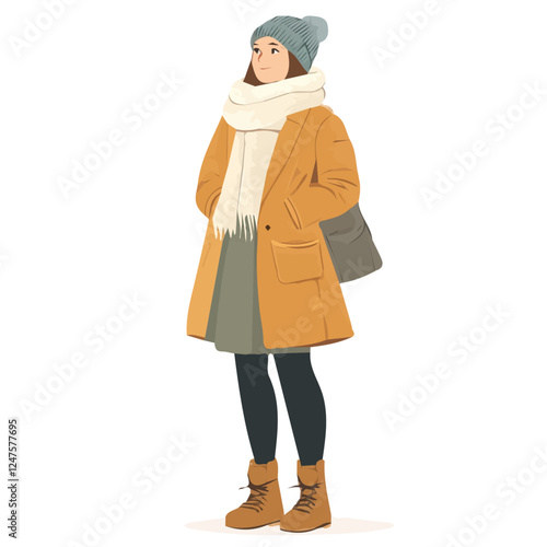 vector illustration of a woman in winter clothes Slovakia style
