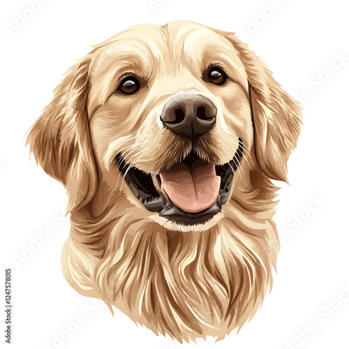 Golden Retriever Head Vector Illustration | Friendly Canine Artwork for Logos & Prints  

