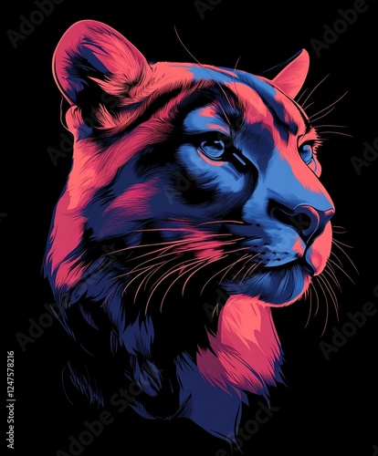 Wild Tiger Cat Vector Illustration for Wildlife Tattoo Design