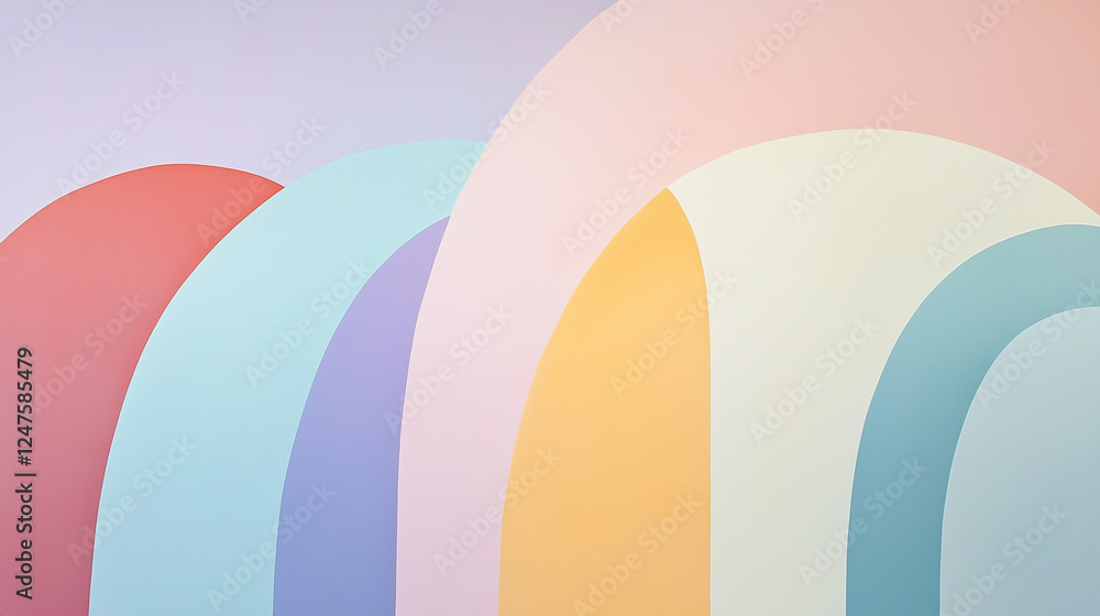 Pastel semi-circular shapes with text space