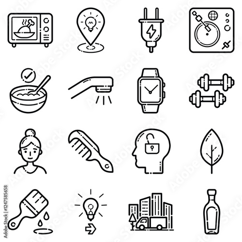 Essential Flat Icon Set Isolated On White Background