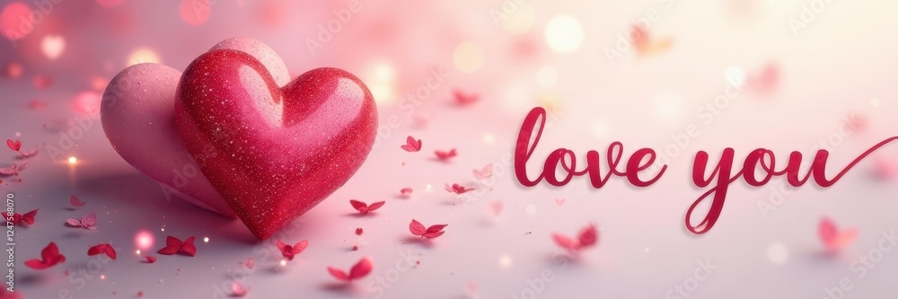 Obraz premium Delicate line art hearts, understated