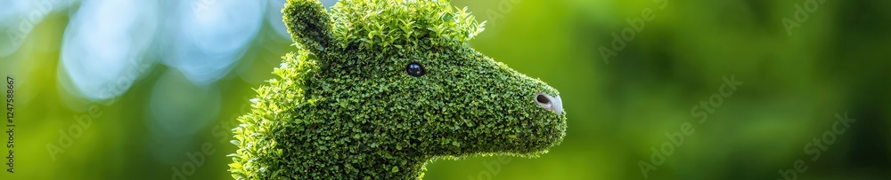 Obraz premium Imagine an eco-farm with topiary animals representing local wildlife.