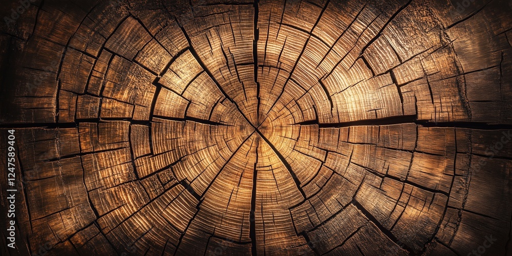Fototapeta premium Close-up of a tree trunk showing detailed wood rings and texture.