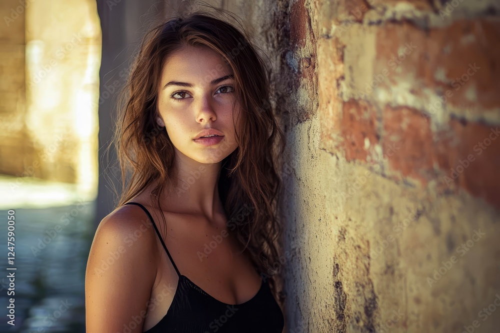 Beautiful woman on the streets of the old Italian town. Beautiful woman on the streets of the old Italian town.