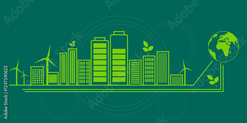 Save the world together green ecology vector illustration.