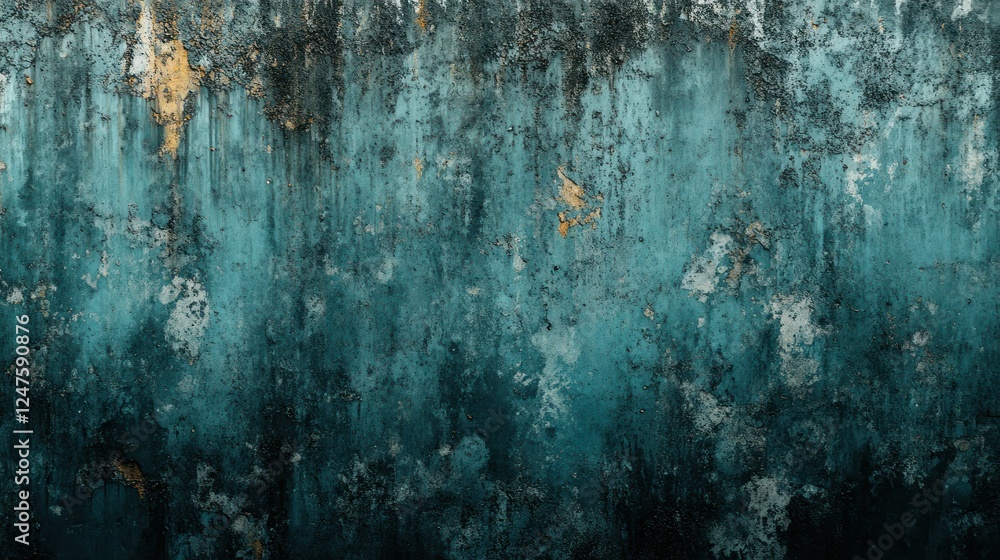 Weathered teal wall texture, drips, background Weathered teal wall texture, drips, background