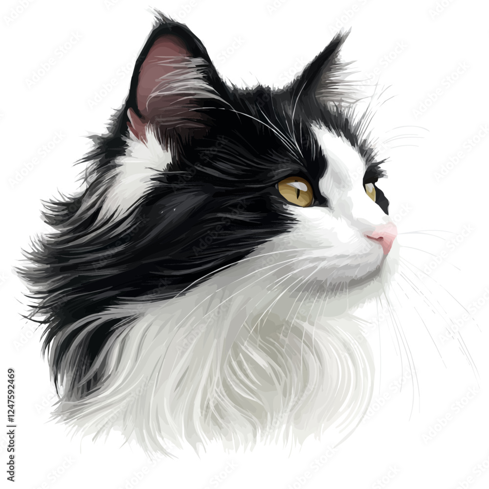 Norwegian Forest Cat Head Vector Illustration | Majestic Feline Artwork for Logos & Prints
Norwegian Forest Cat Head Vector Illustration | Majestic Feline Artwork for Logos & Prints