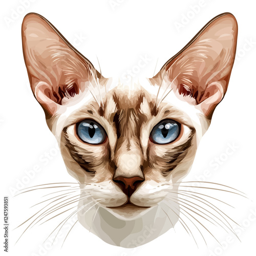 Shorthair Cat Head Vector Illustration | High-Quality Digital Artwork for Logos & Prints  
