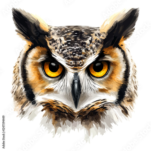 Owl Head Vector Illustration | High-Quality Digital Artwork for Logos, Stickers & Prints  
