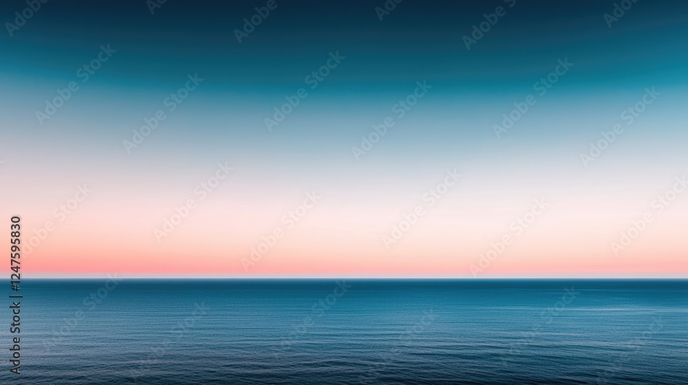 Fototapeta premium Calm ocean sunset; peaceful horizon; tranquil seascape; background for relaxation; website banner
