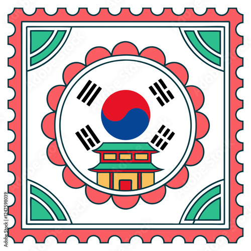 South Korea Postage Stamp Illustration