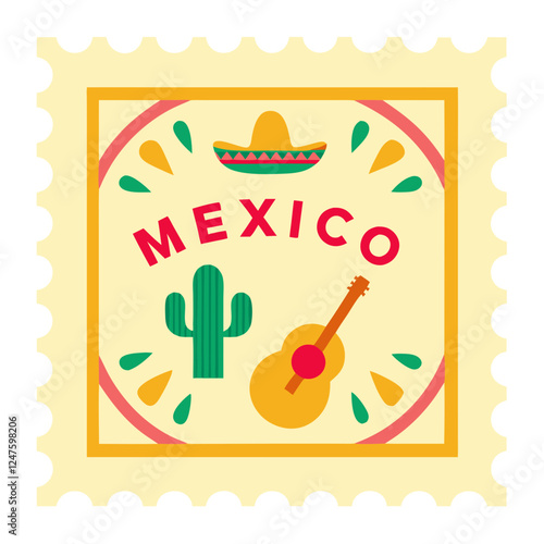 Souvenir Postage Stamp Vector Illustration