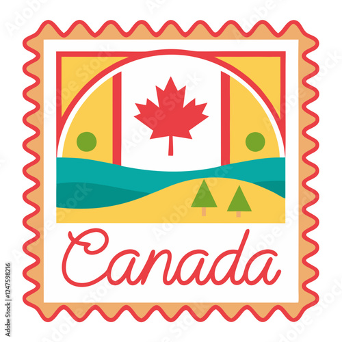 Souvenir Postage Stamp Vector Illustration