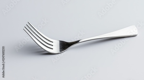 Silver fork on white background, food preparation