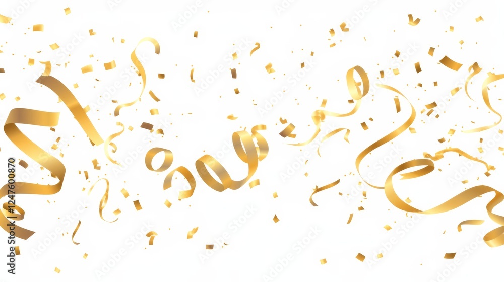 Golden confetti on white background. Festive, party or holiday glitter backdrop. Golden confetti on white background. Festive, party or holiday glitter backdrop.