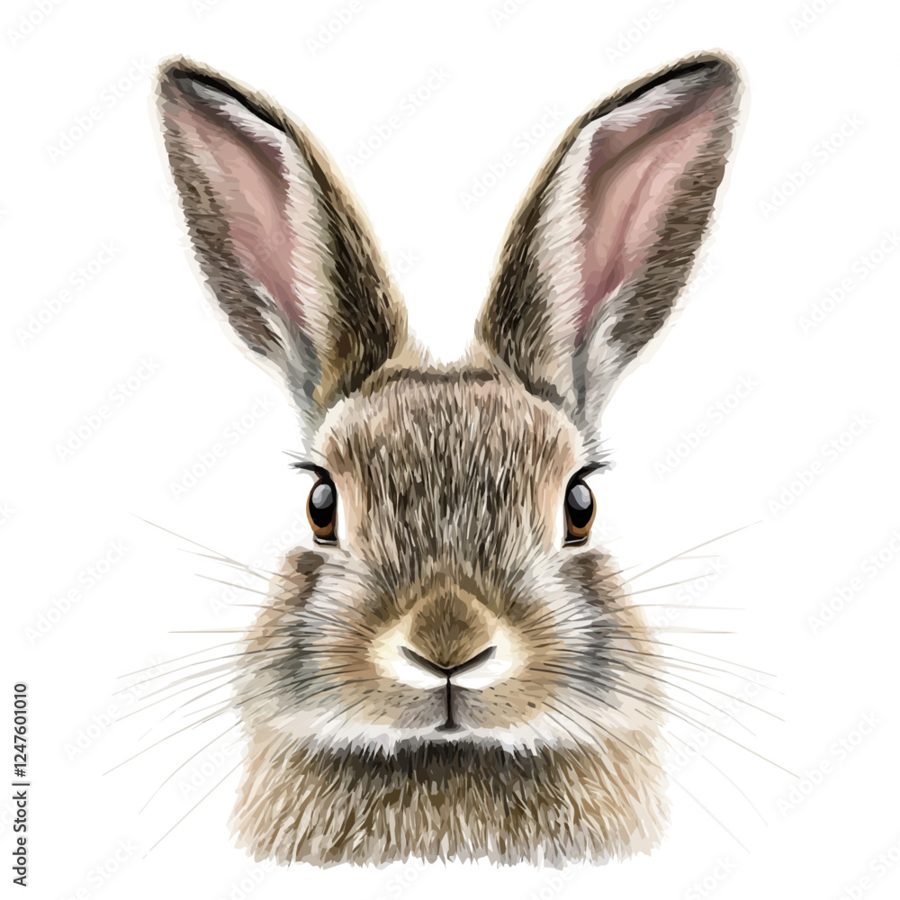 Fototapeta premium Whimsical Rabbit Head Vector Illustration – Cute Animal Artwork 