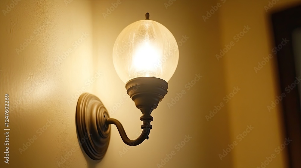 A hallway light fixture being checked for any signs of malfunction. A hallway light fixture being checked for any signs of malfunction.