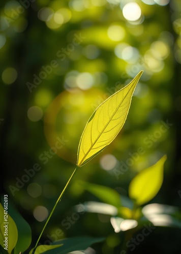 Close up of nature view green leaf on blurred greenery background under sunlight with bokeh and copy space using as background natural plants landscape ecology cover concept bokeh green bokeh green ab