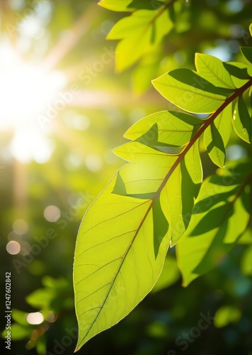 Green leaf background with beautiful bokeh under sunlight with copy space natural and freshness concept bokeh green bokeh green abstract background light bright blur pattern