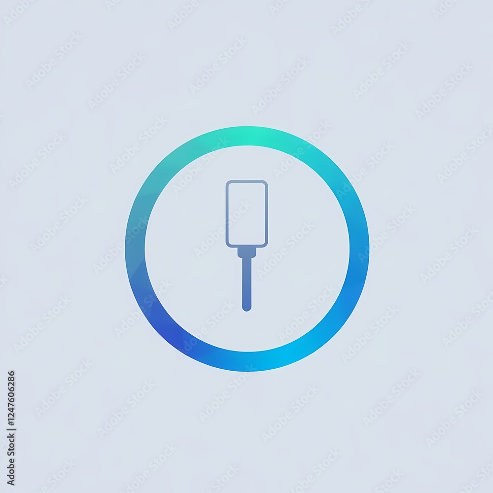 USB Connection Icon: A stylized icon representing a USB cable plugged into a device, depicted with a minimalist design and vibrant gradient color scheme for a modern feel. USB Connection Icon: A stylized icon representing a USB cable plugged into a device, depicted with a minimalist design and vibrant gradient color scheme for a modern feel.
