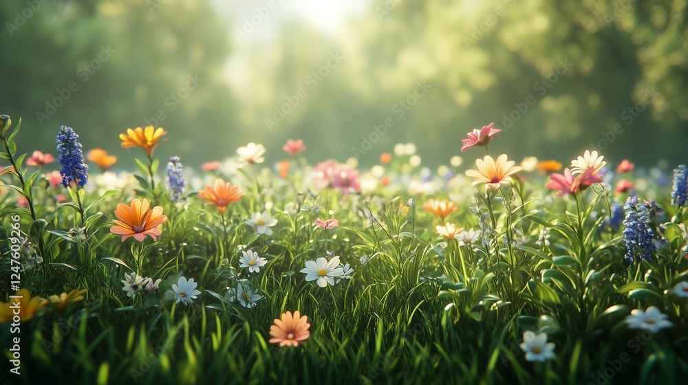 Fototapeta premium The Symphony of Colors in the Spring Garden