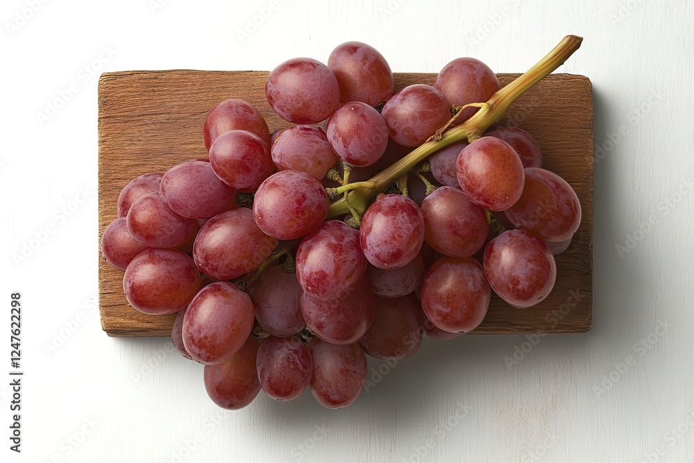 Fresh red grapes on a wooden cutting board ready for consumption or culinary use Fresh red grapes on a wooden cutting board ready for consumption or culinary use