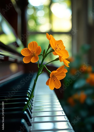 Fiori darancio in primo piano con sfondo bokeh bokeh green bokeh green abstract background light bright blur pattern