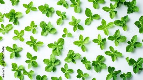 Green Leaves Pattern: A visually engaging pattern composed of small, vibrant green leaves scattered across a surface, offering a fresh and natural aesthetic. 