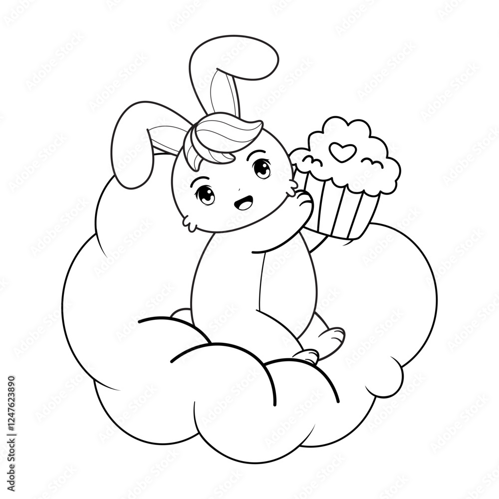 Valentine Day Coloring Page with cute bunny Valentine Day Coloring Page with cute bunny