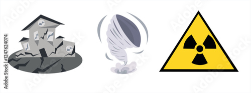 Natural events icons. Natural disasters vector illustrations.