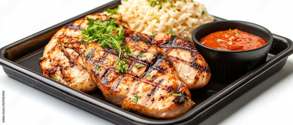 Grilled Chicken Fillets with Sauce and Rice: A Protein-Packed and Flavorful Meal Grilled Chicken Fillets with Sauce and Rice: A Protein-Packed and Flavorful Meal