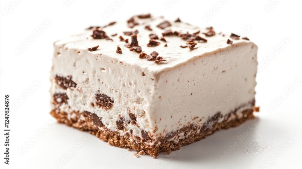 Delicious Chocolate Chip Dessert Bar on White Background Close-up Delicious Chocolate Chip Dessert Bar on White Background Close-up