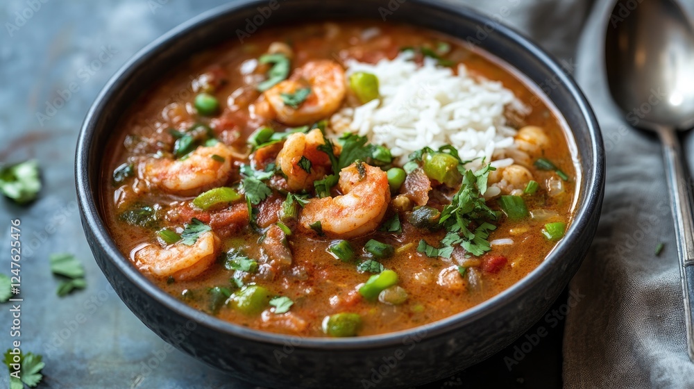 Authentic Shrimp Gumbo with Rice, a Culinary Delight from Louisiana Authentic Shrimp Gumbo with Rice, a Culinary Delight from Louisiana