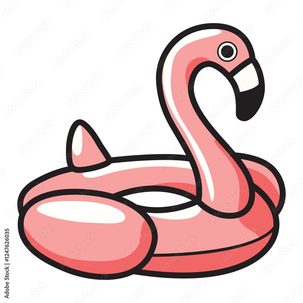 A vector drawing of a pink flamingo lifebuoy, featuring a bright and cheerful design. A vector drawing of a pink flamingo lifebuoy, featuring a bright and cheerful design.