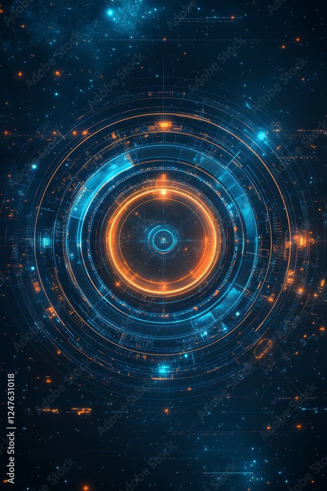 Obraz premium Cosmic Interface Glowing HUD activating in space