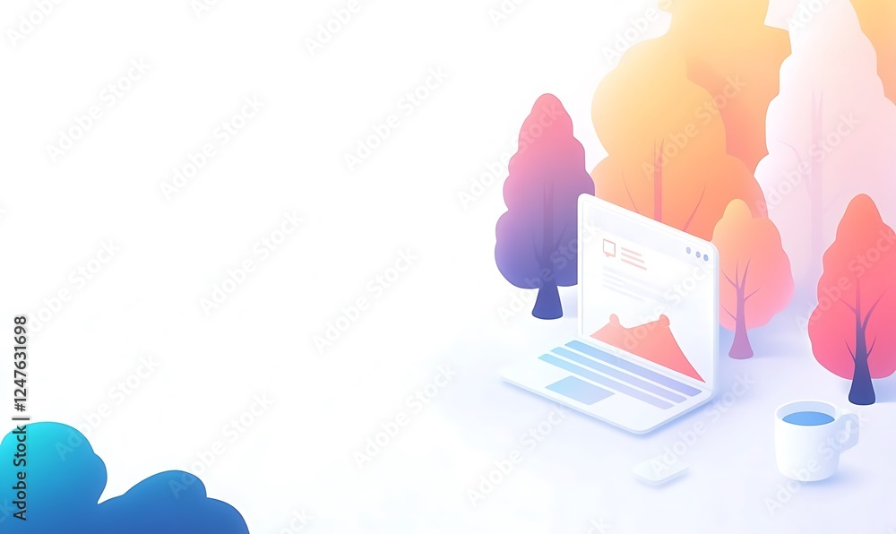 A vibrant 3D isometric illustration showcasing digital marketing concepts and elements. A vibrant 3D isometric illustration showcasing digital marketing concepts and elements.