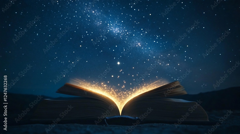 Naklejka premium magic book with magic lights