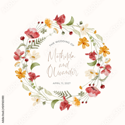 beautiful wildflower watercolor wreath